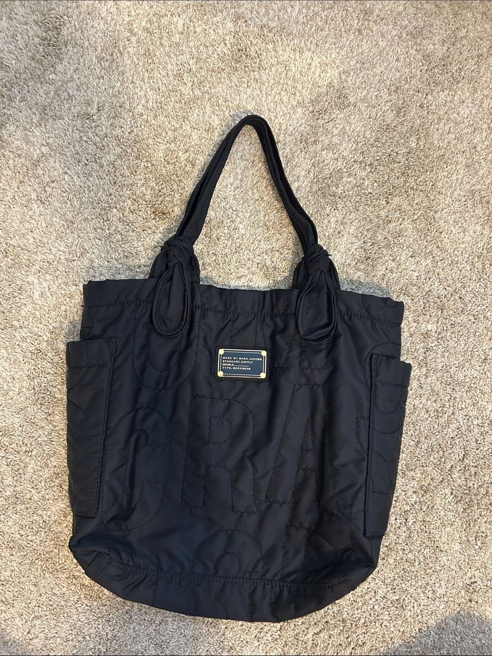 Marc by Marc Jacobs Black Quilted Tote Bag with Knotted Handles
